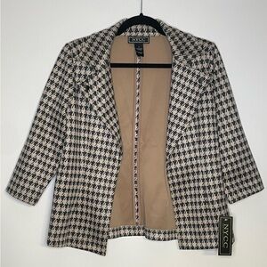 NWT NYCC black and cream‎ houndstooth blazer womens sz small